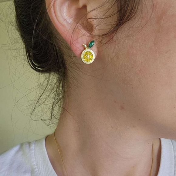 🍋 Lemon Gemstone Earrings 🍋 - Picture 4 of 5